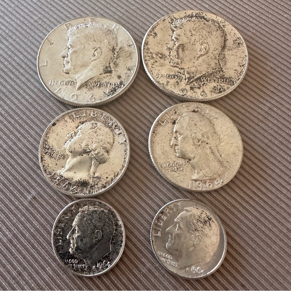 1964 90% Silver Coin Lot – Kennedy Half Dollars, Quarters & Dimes